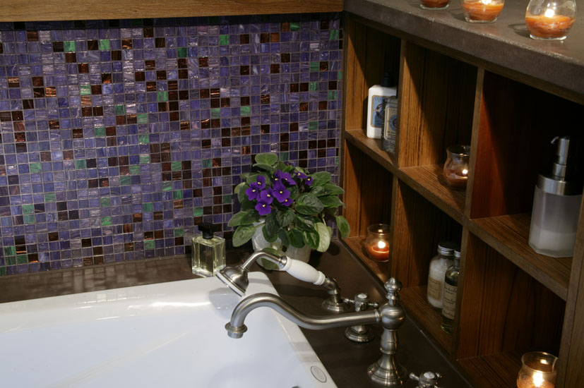 custom bath built-in and sexy tile